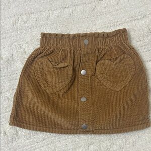 Old Navy Tan Corduroy Skirt with Heart Pockets